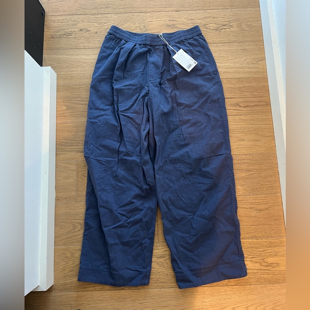 COS Men’s Wide Legged Cotton Elastic Pants - Blue - M